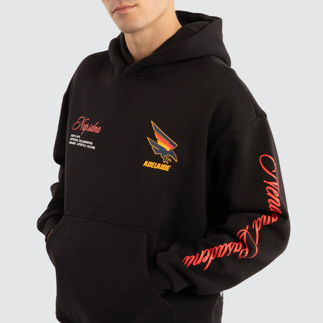 NXP x AFL Adelaide Season Hoodie in Jet Black - Image 4