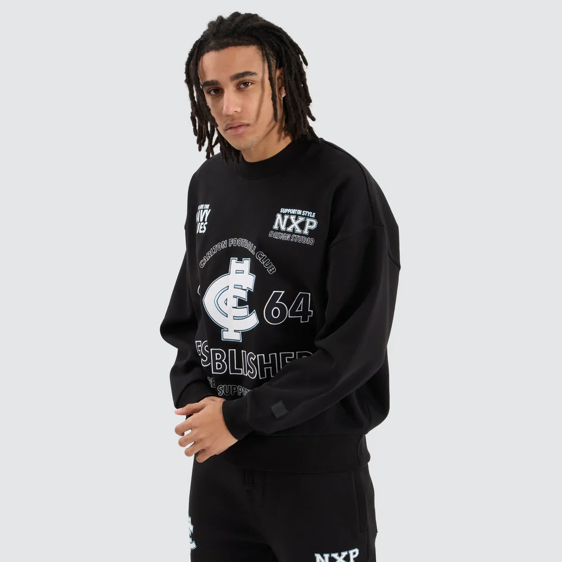 NXP x AFL Carlton Blues Box Fit Sweater - Jet Black - Image 3