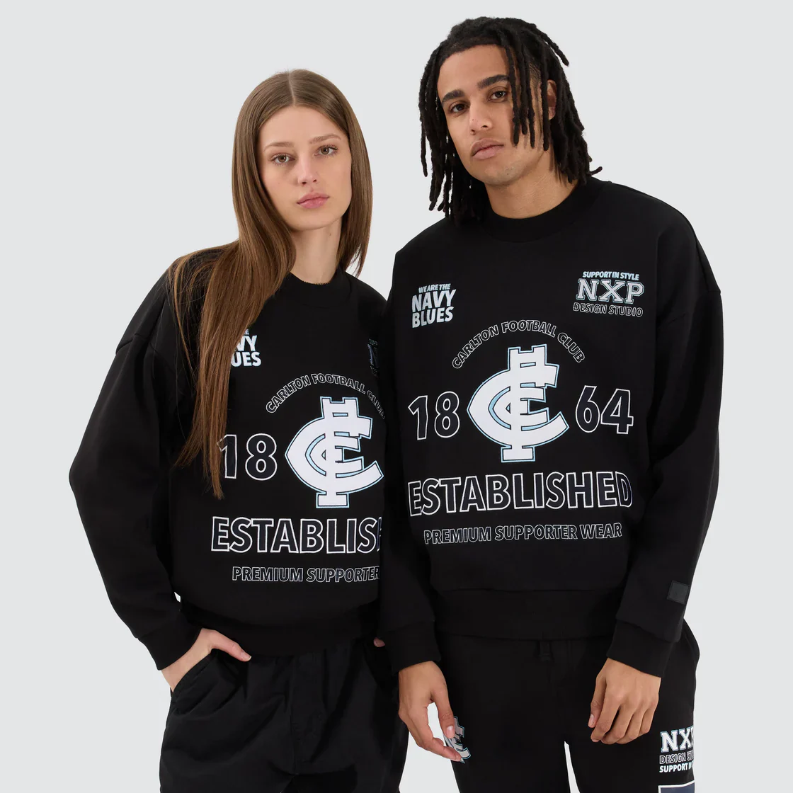 NXP x AFL Carlton Blues Box Fit Sweater - Jet Black - Image 4