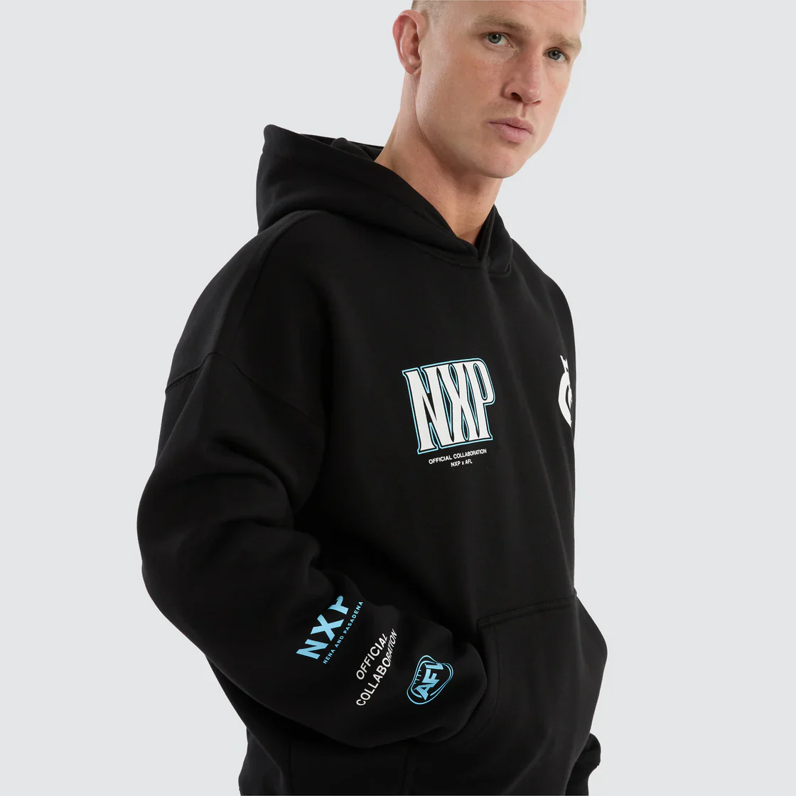 NXP x AFL Carlton Blues Fighter Hoodie Jet Black - Image 9