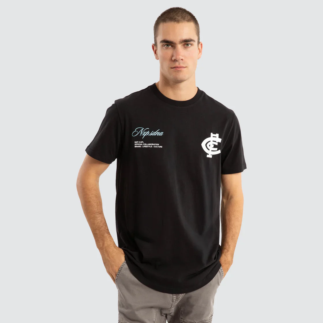 NXP x AFL Carlton Blues Prime Tee - Jet Black - Image 3