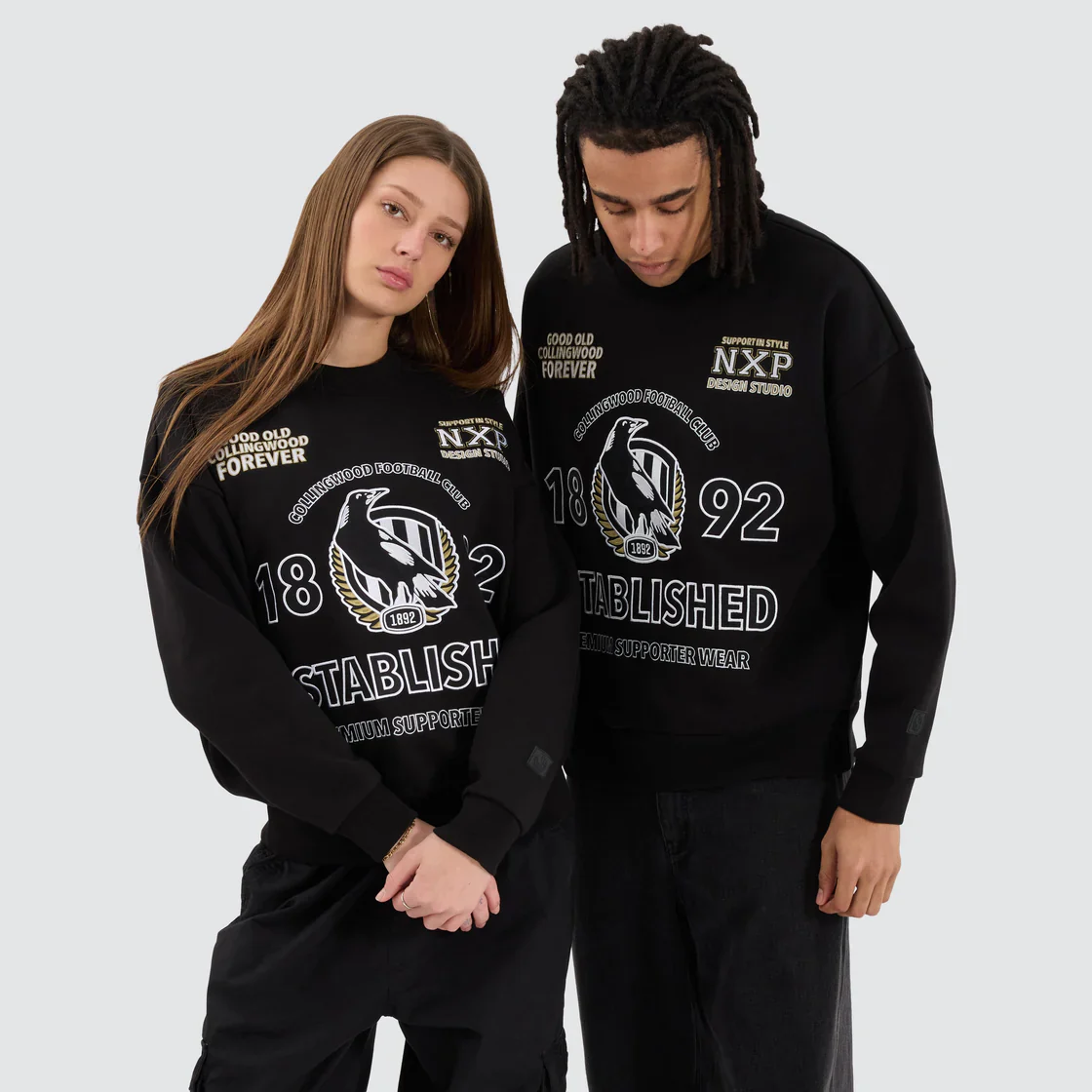 NXP x AFL Collingwood Magpies Box Fit Sweater - Jet Black - Image 8
