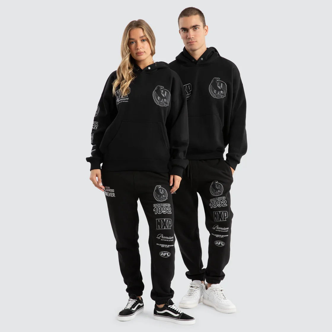 NXP x AFL Collingwood Magpies Mono Hoodie - Jet Black - Image 3