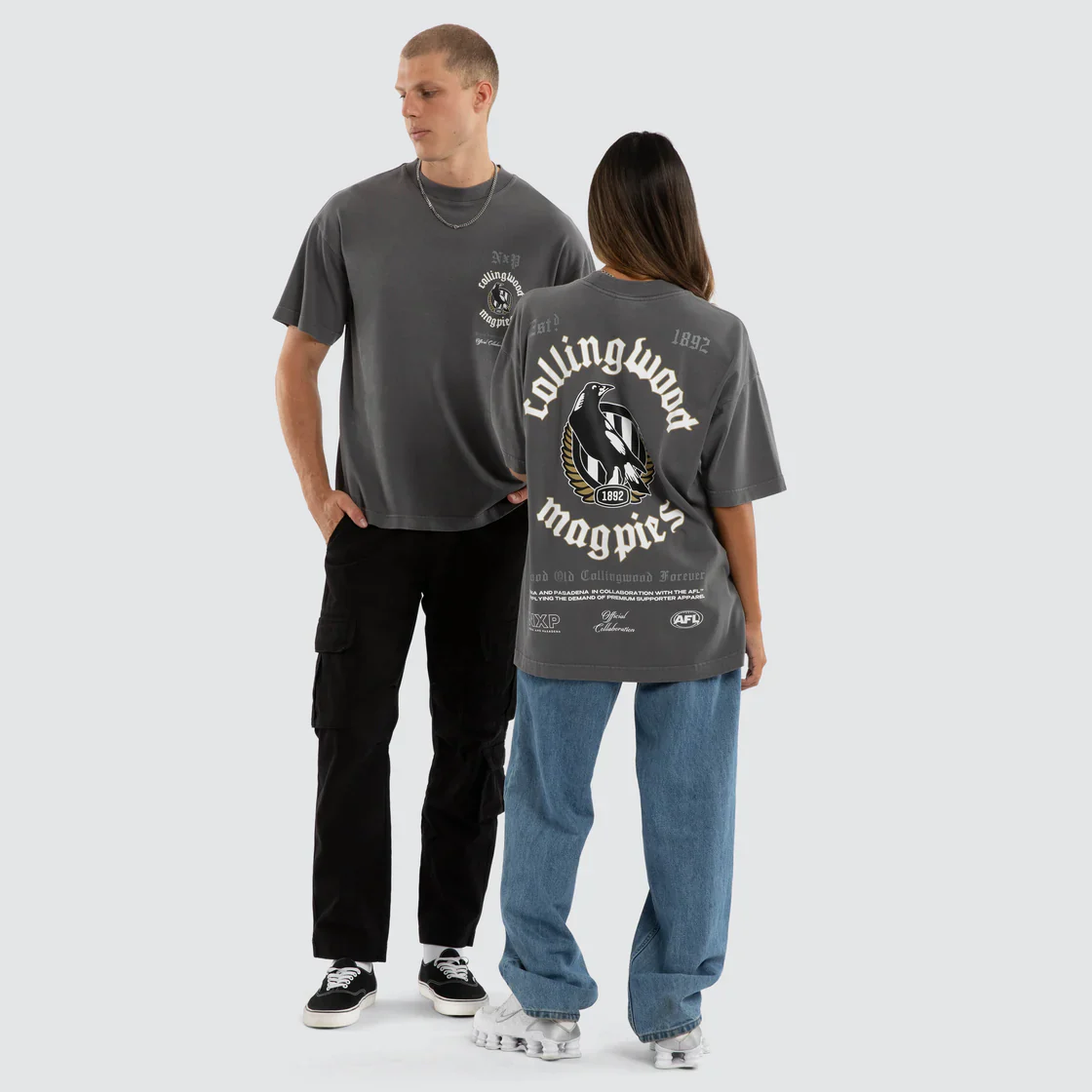 NXP x AFL Collingwood Magpies Off-Season Tee in Pigment Charcoal - Image 5