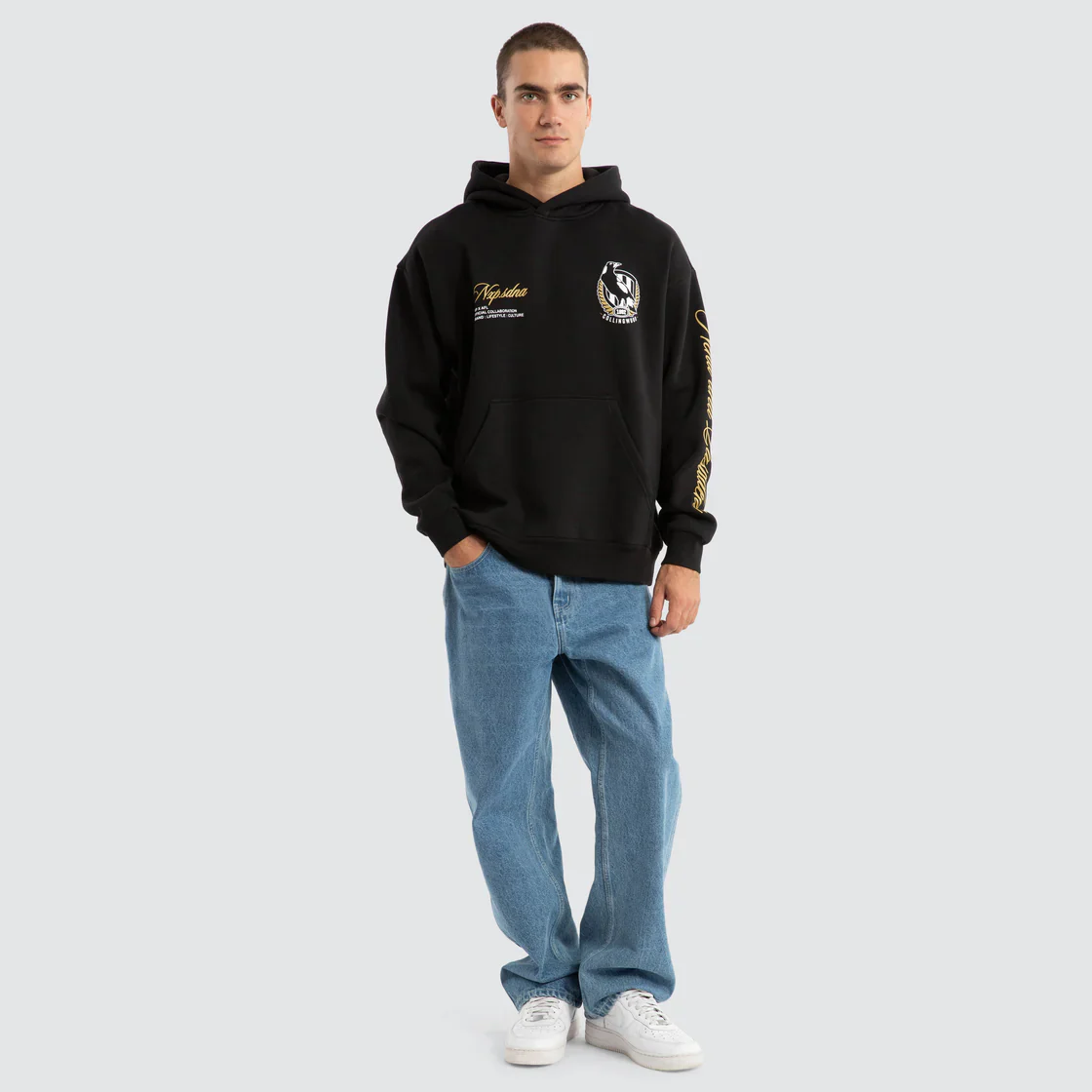 NXP x AFL Collingwood Magpies Season Hoodie in Jet Black - Image 3