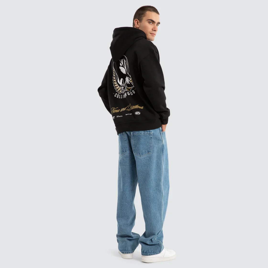 NXP x AFL Collingwood Magpies Season Hoodie in Jet Black - Image 5
