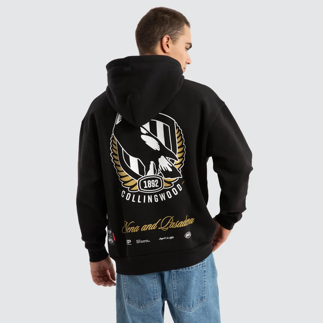 NXP x AFL Collingwood Magpies Season Hoodie in Jet Black - Image 6