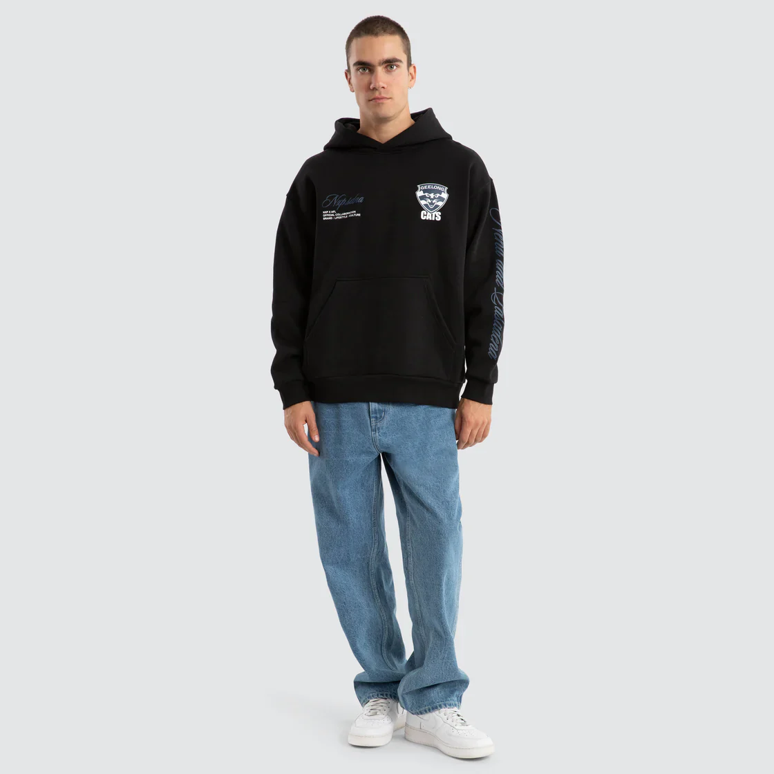 NXP x AFL Geelong Cats Season Hoodie in Jet Black - Image 4