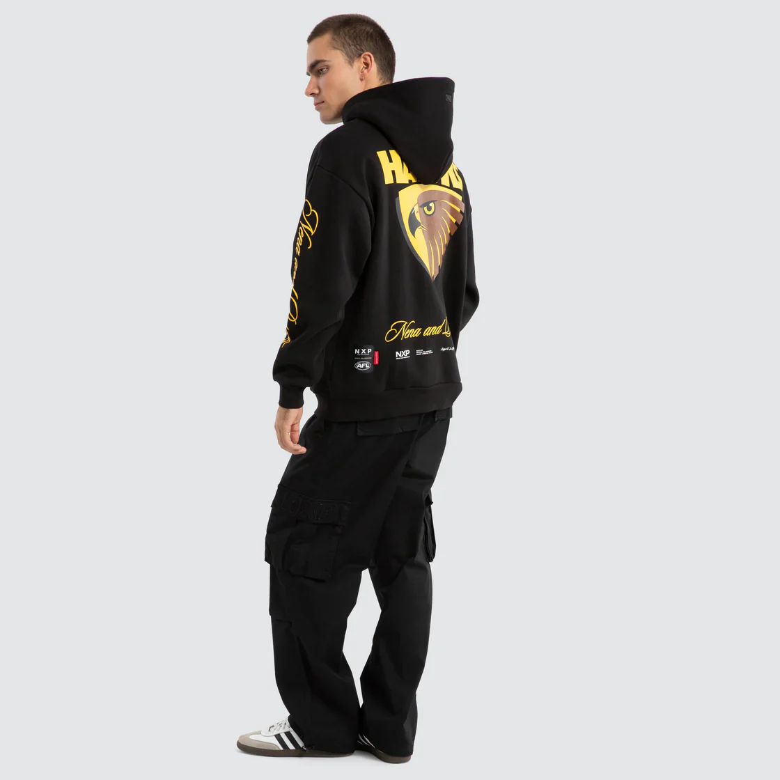 NXP x AFL Hawthorn Hawks Season Hoodie in Jet Black - Image 5