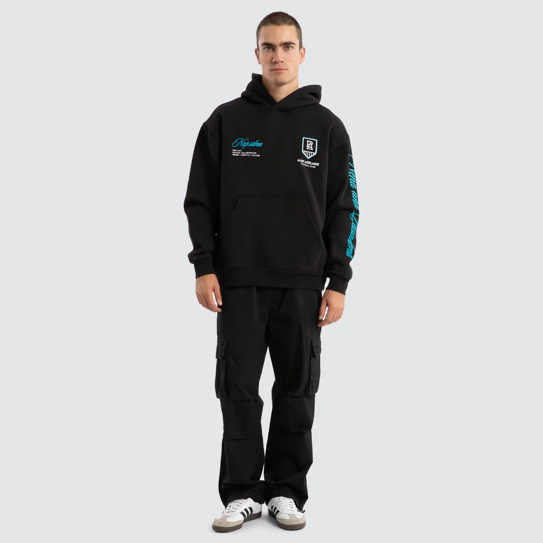 NXP x AFL Port Adelaide Power Season Hoodie in Jet Black - Image 4