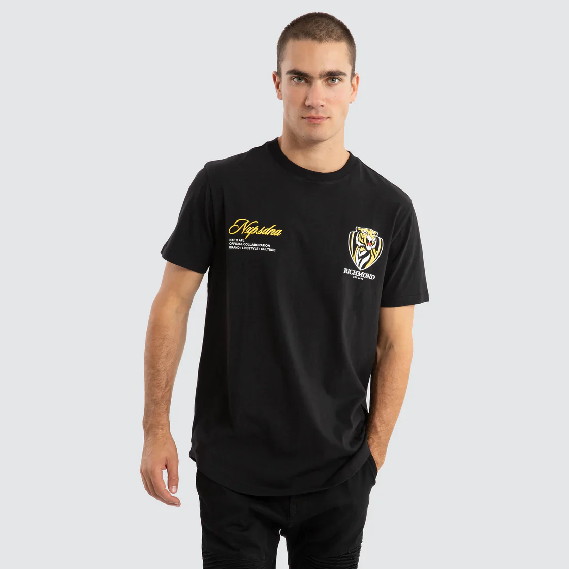 NXP x AFL Richmond Tigers Prime Tee - Jet Black - Image 4