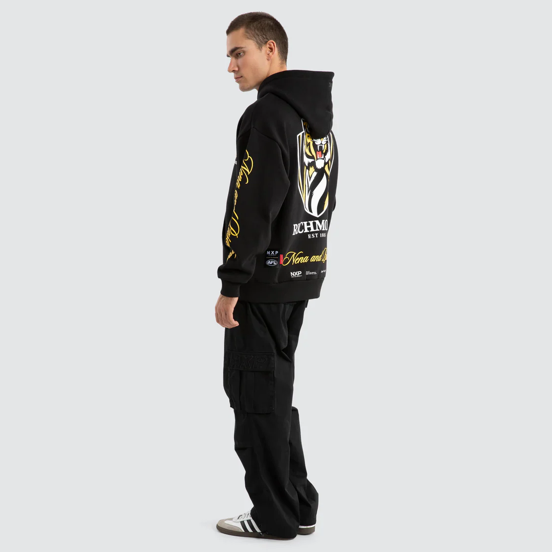 NXP x AFL Richmond Tigers Season Hoodie in Jet Black - Image 5