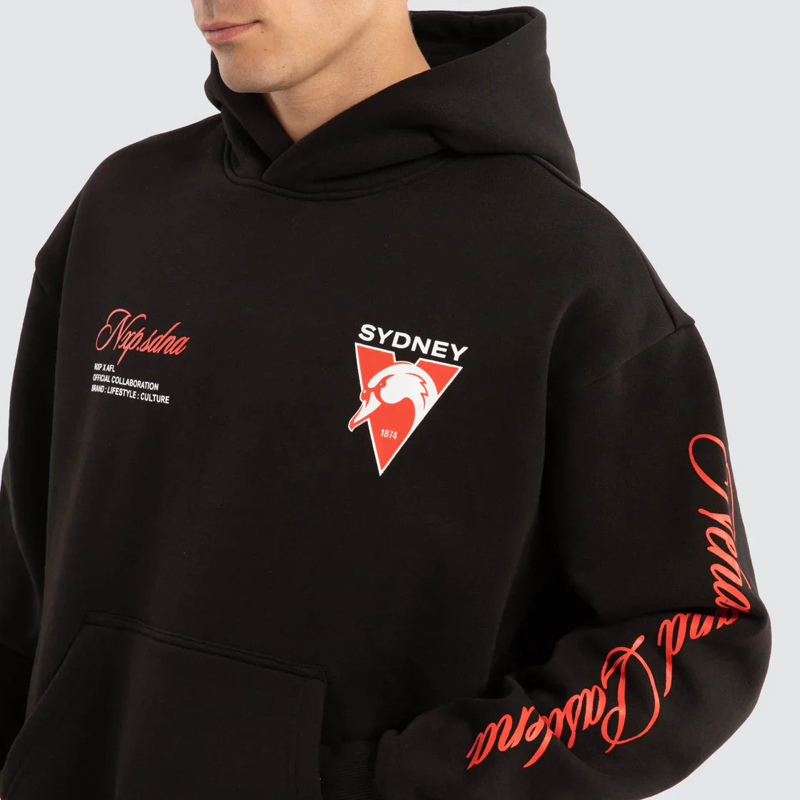 NXP x AFL Sydney Swans Season Hoodie in Jet Black - Image 3