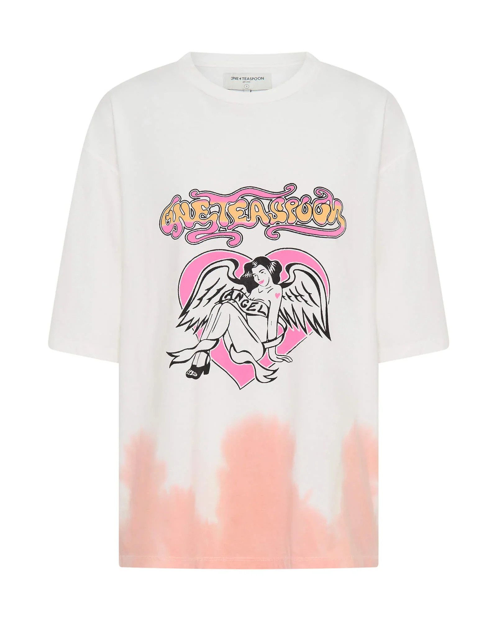 ONE TEASPOON Womens Angel Dip Dye Kobe Tee - Cream - Image 2