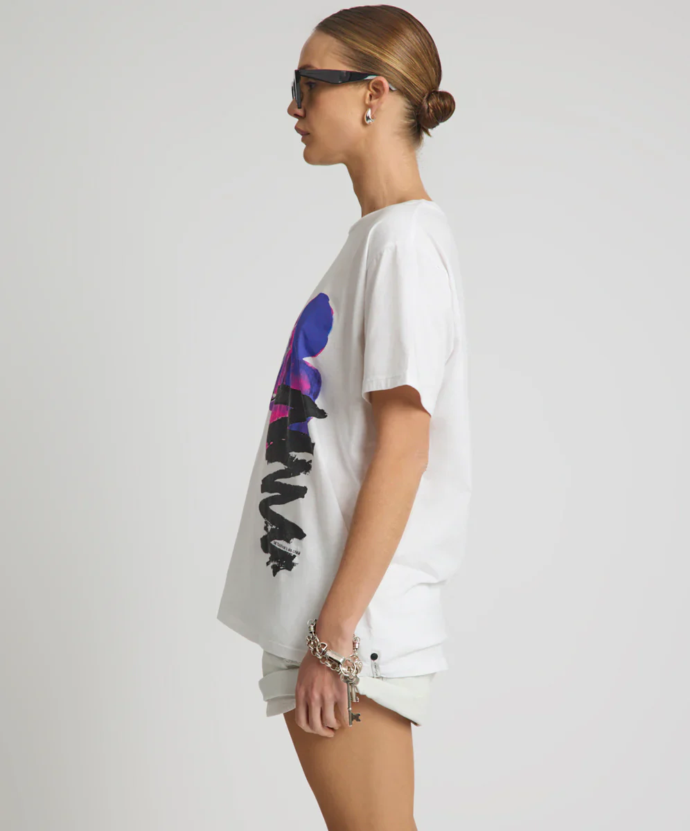 ONE TEASPOON Womens Art Boyfriend Tee in White - Image 2