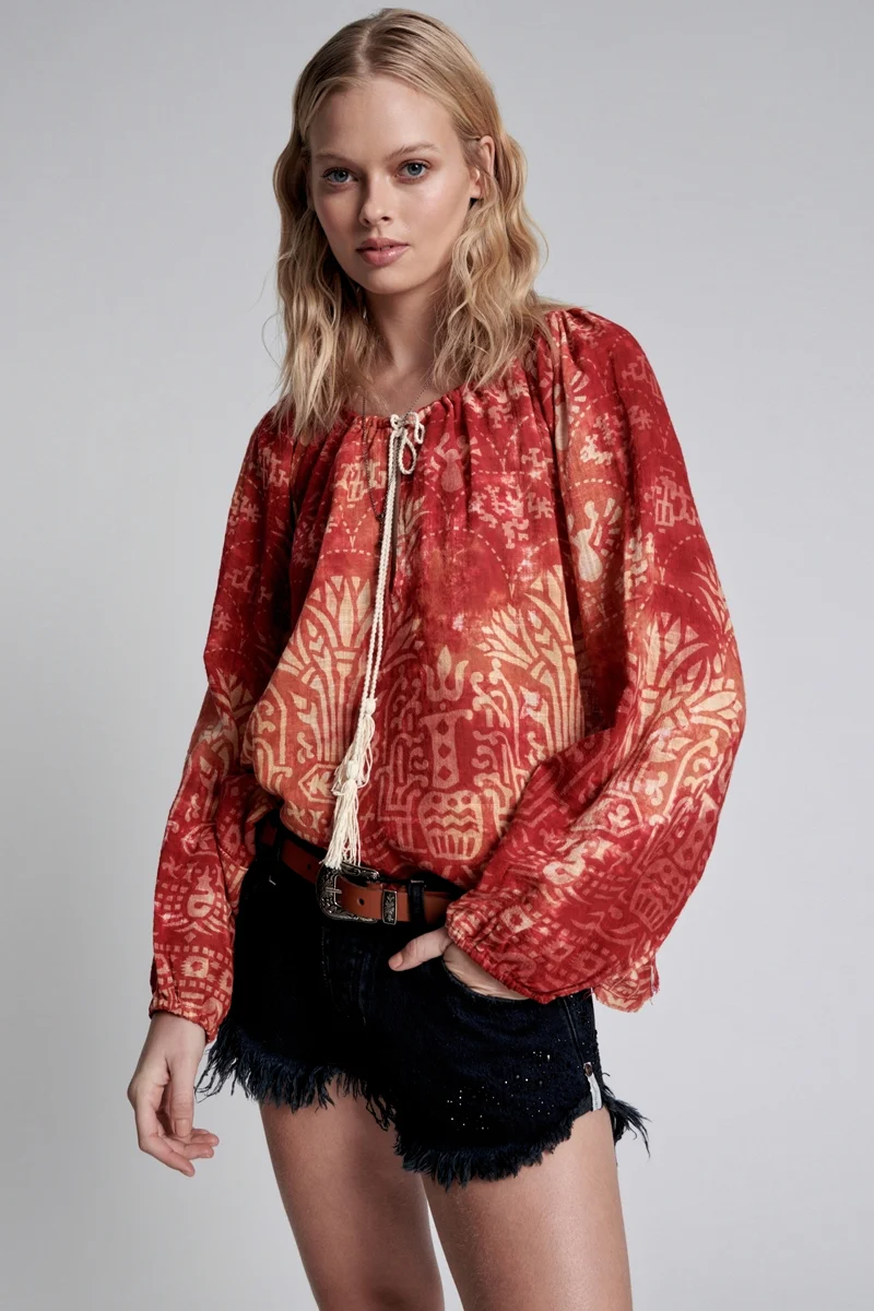ONE TEASPOON Womens Babylon Garden Minoan Top - Fire - Image 3