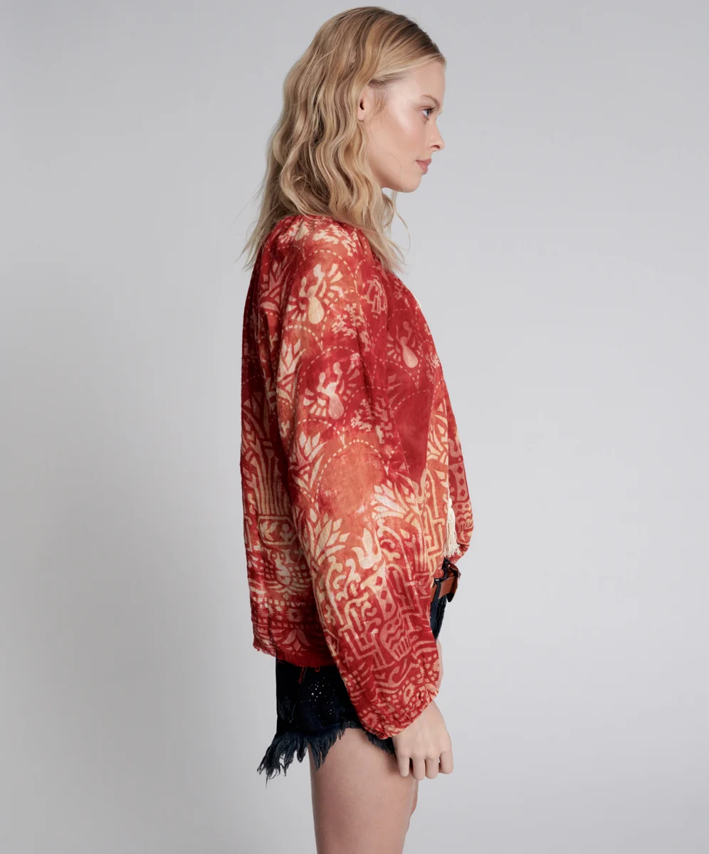 ONE TEASPOON Womens Babylon Garden Minoan Top - Fire - Image 6
