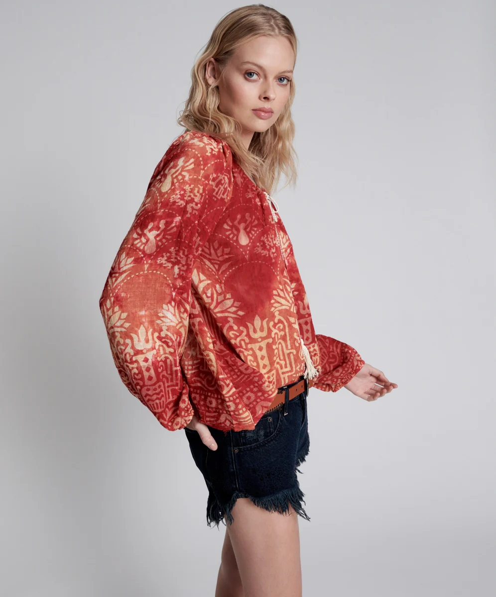 ONE TEASPOON Womens Babylon Garden Minoan Top - Fire - Image 7