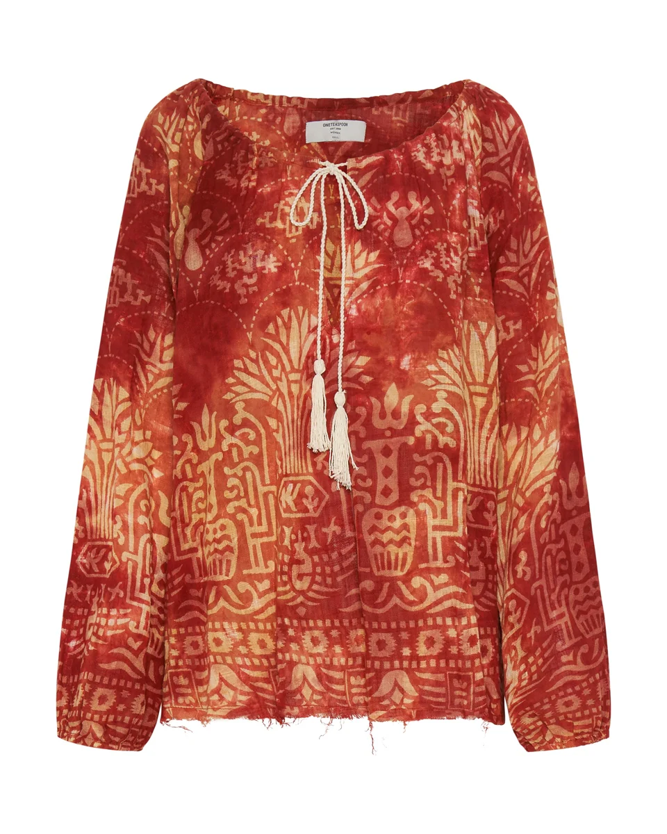 ONE TEASPOON Womens Babylon Garden Minoan Top - Fire - Image 8