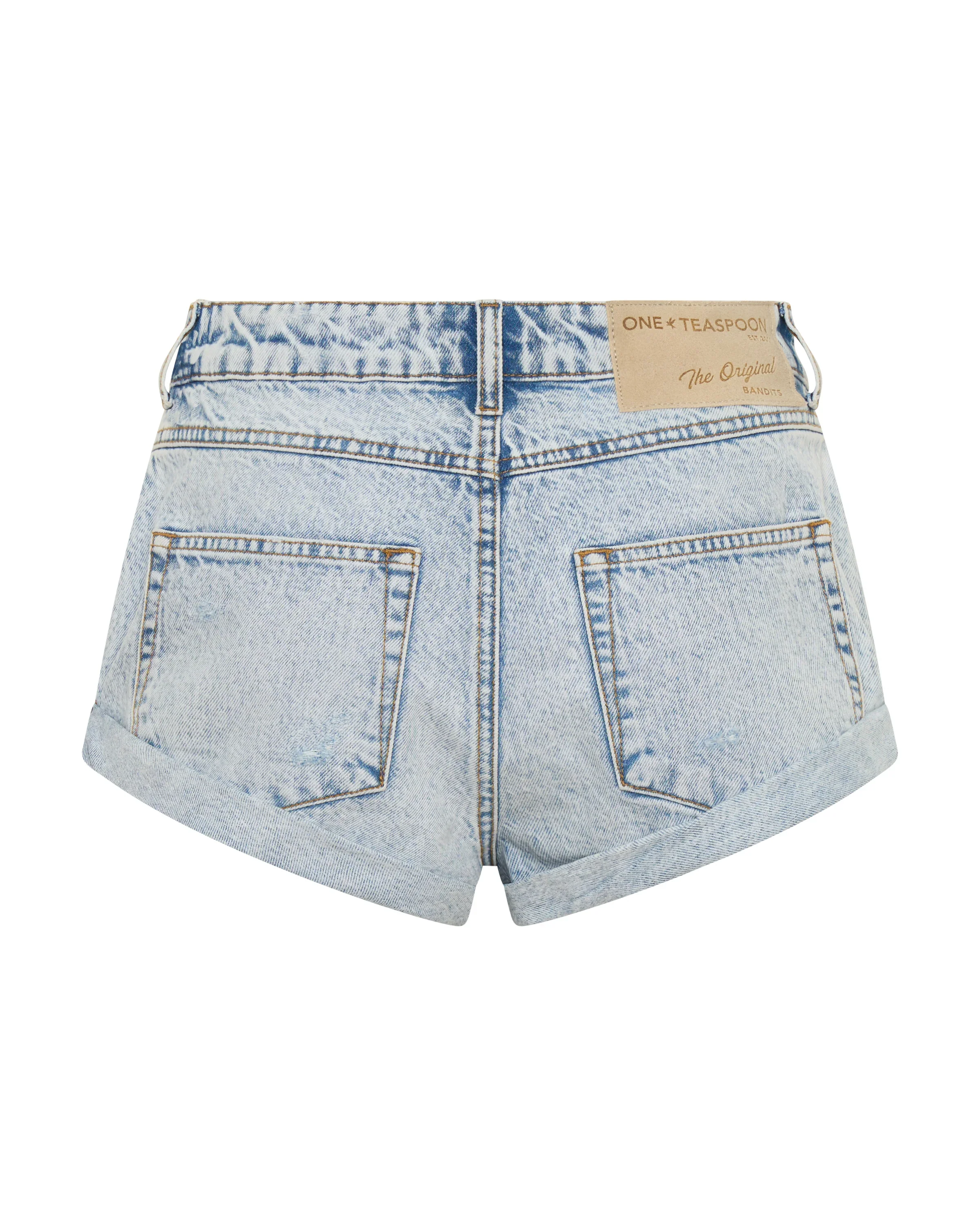 ONE TEASPOON Womens Bandits Low Waist Denim Shorts in Whisper Blue - Image 13
