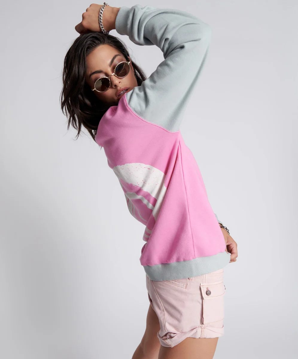 ONE TEASPOON Womens Bleach Unisex Logo Sweater Rose - Image 3