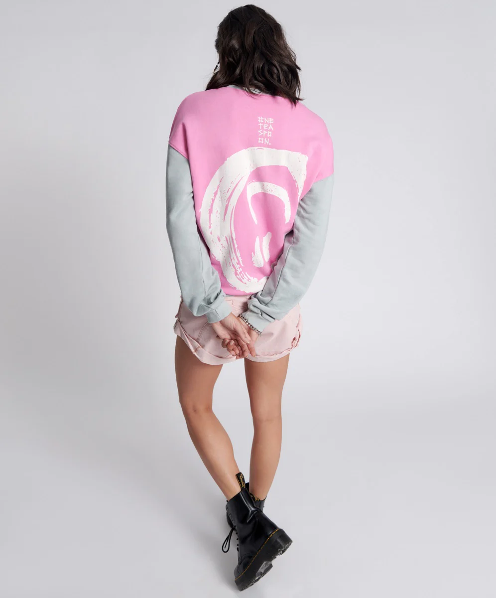 ONE TEASPOON Womens Bleach Unisex Logo Sweater Rose - Image 4