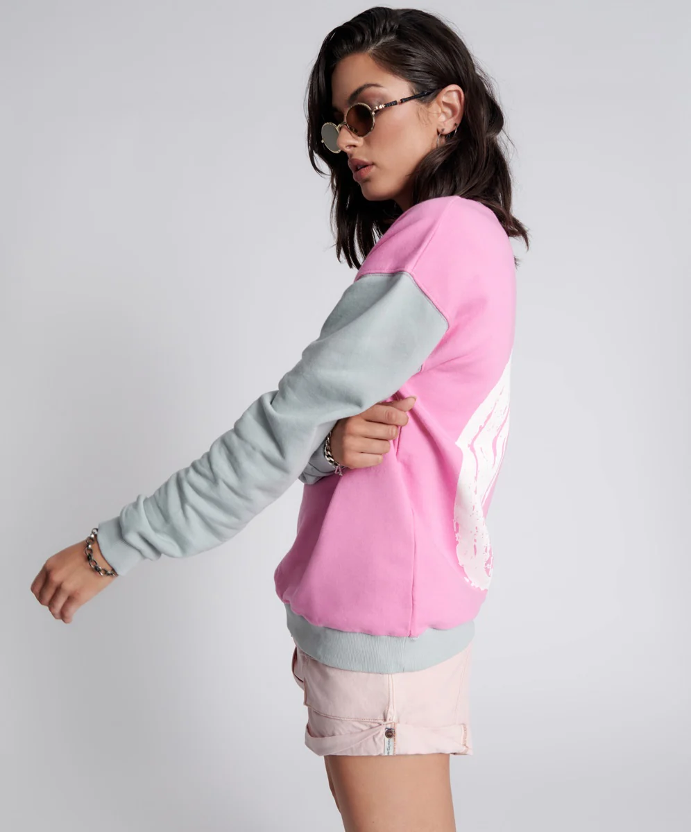 ONE TEASPOON Womens Bleach Unisex Logo Sweater Rose - Image 5