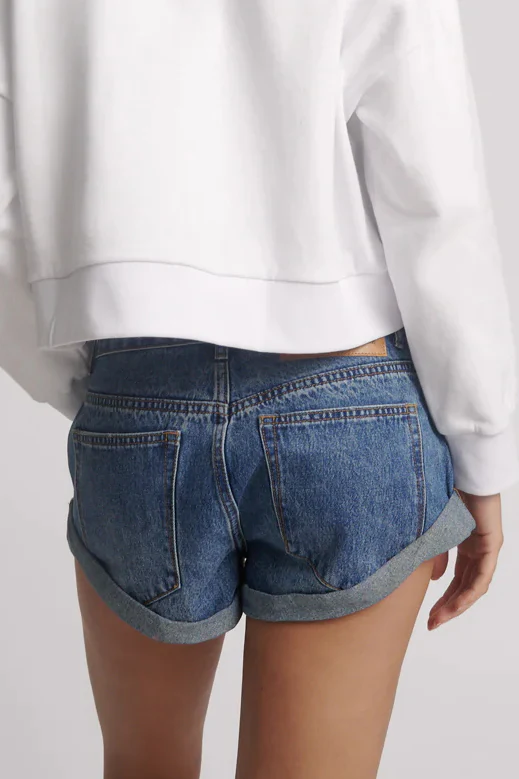 ONE TEASPOON Womens Blue Love Notched Bandit Low Waist Denim Shorts - Blue Love - Image 4