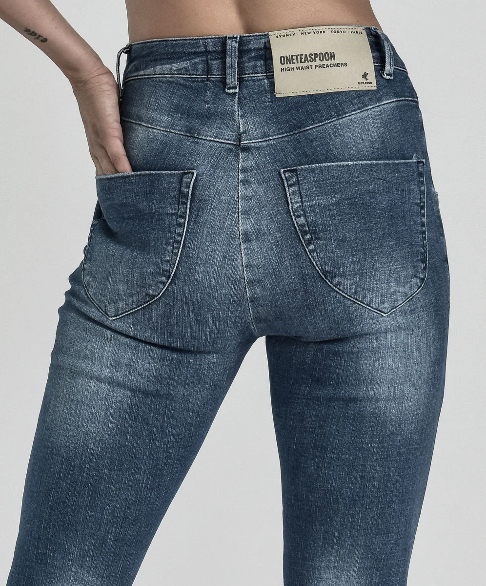 ONE TEASPOON  Womens Cali Blue Preachers High Waist Skinny Jeans - Image 2