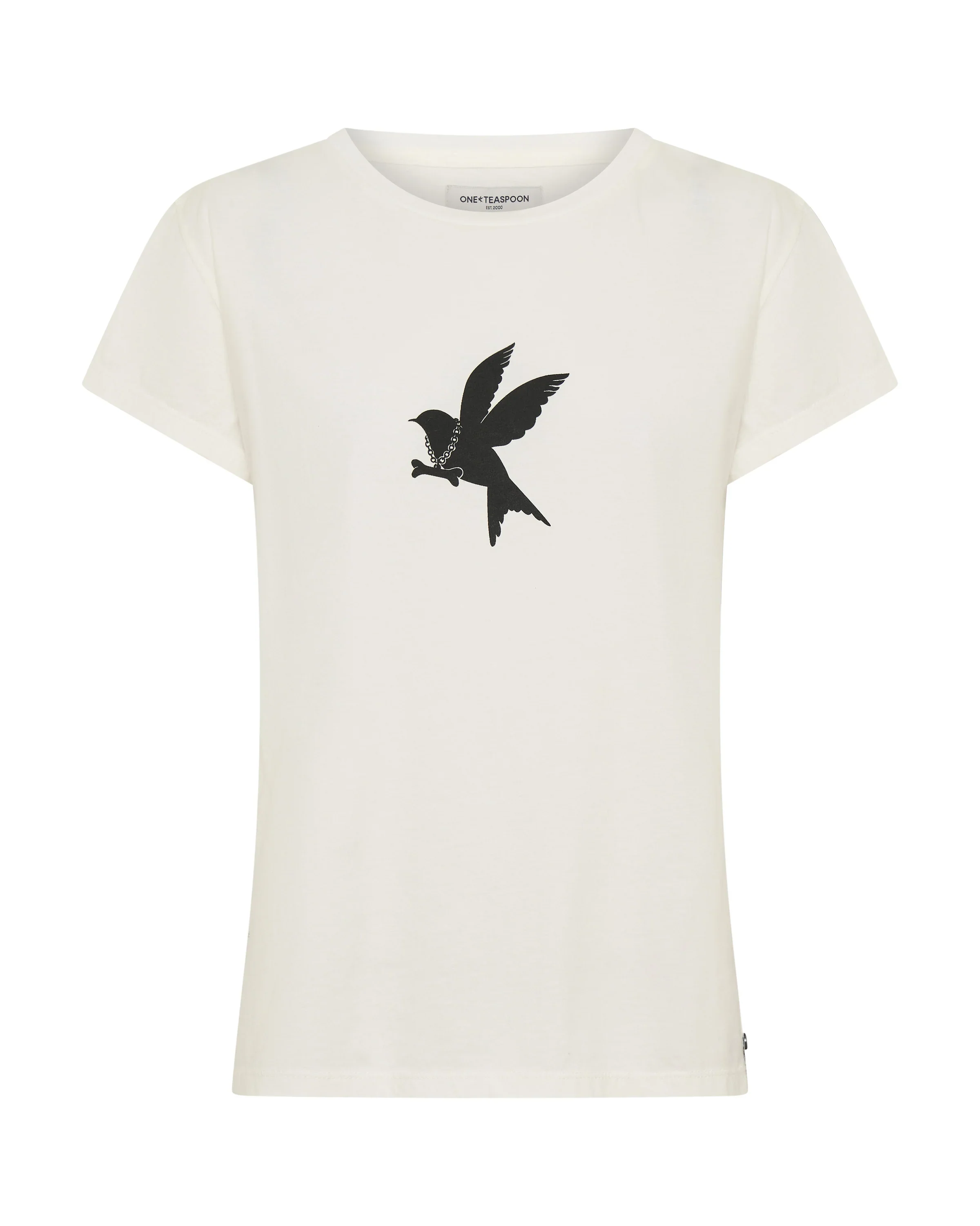 ONE TEASPOON Womens Classic Bird Tee in White - Image 10