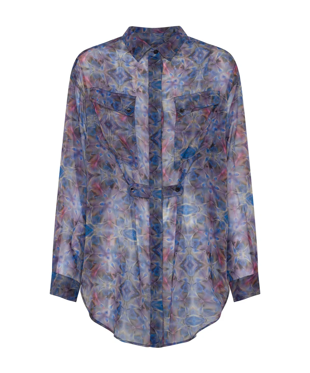 ONE TEASPOON Womens Cymatic Reflections Utility Shirt Blue - Image 7