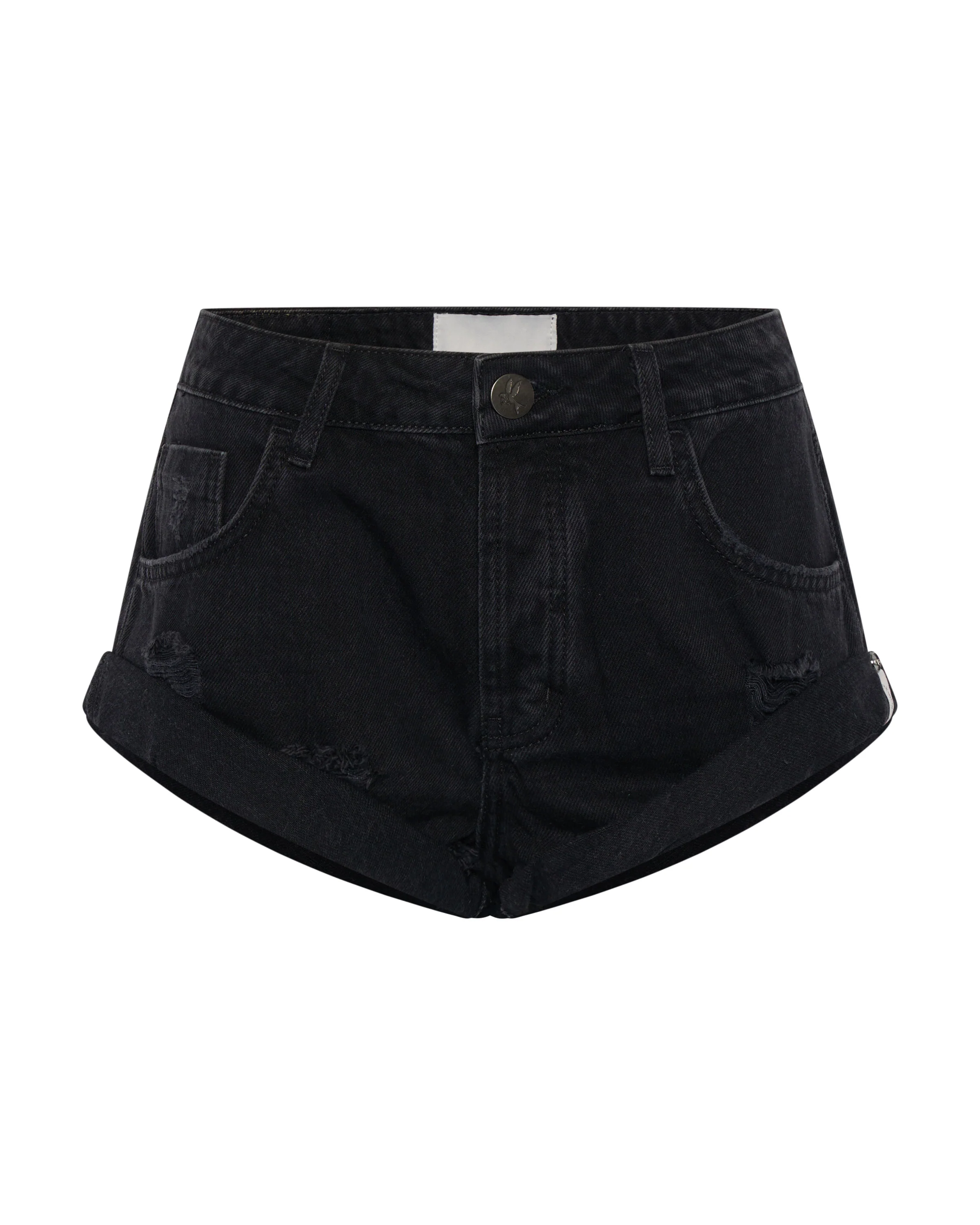ONE TEASPOON Womens Double Black Bandit Low Waist Denim Shorts - Double Black - Image 8
