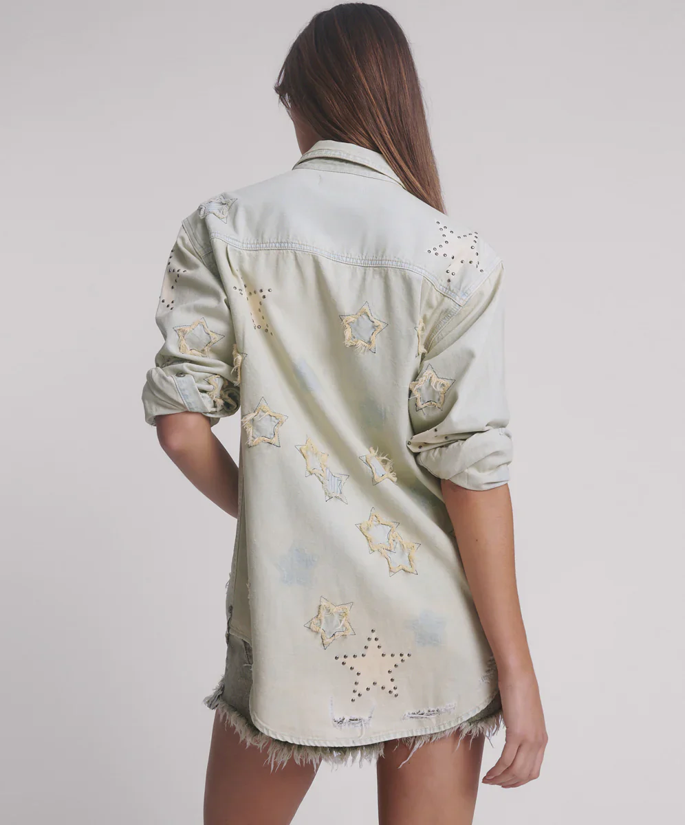 ONE TEASPOON Womens Everyday Denim Shirt - Sundae Star - Image 4