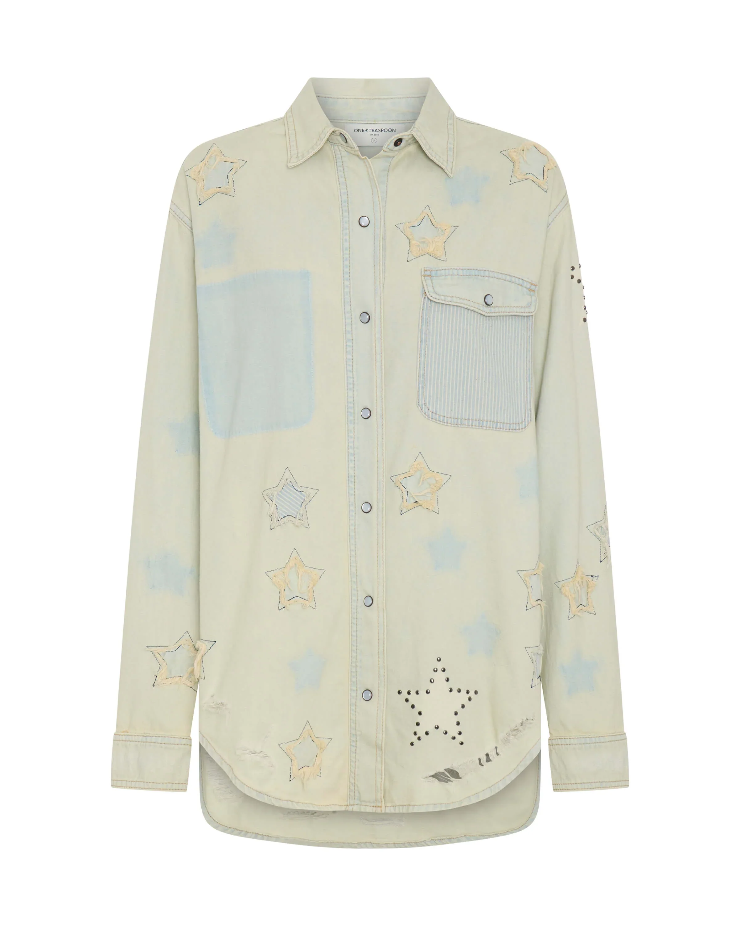 ONE TEASPOON Womens Everyday Denim Shirt - Sundae Star - Image 6