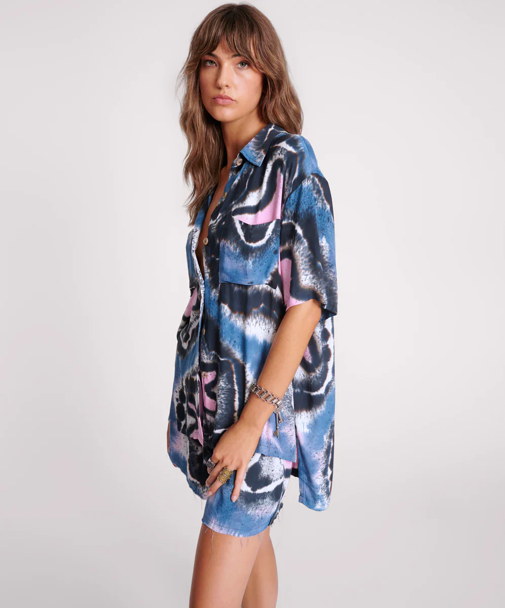 ONE TEASPOON Womens Hand Painted Floral Short Sleeve Shirt - Multi - Image 2