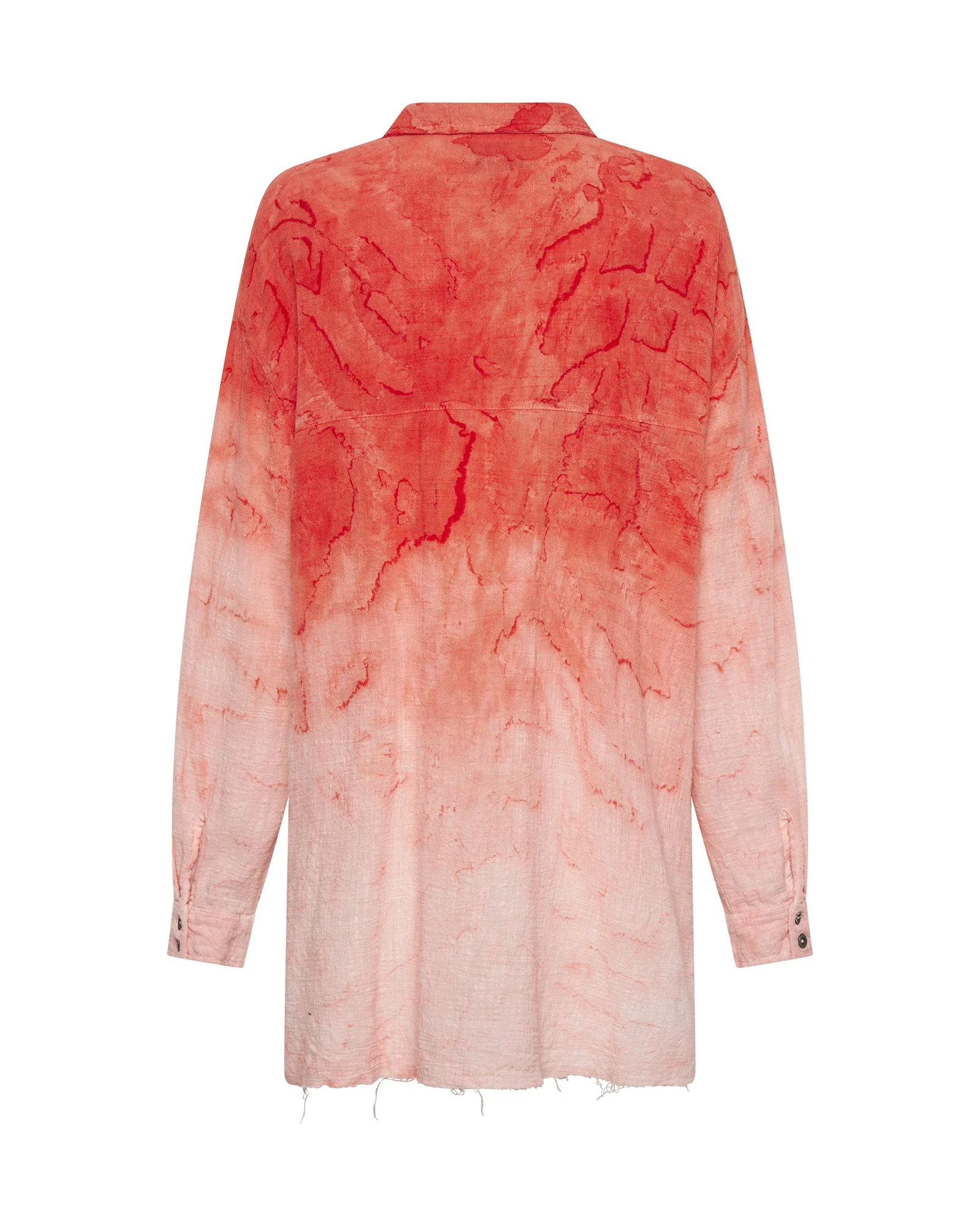 ONE TEASPOON Womens Hand Painted Sunset Muslin Longline Shirt - Coral - Image 9