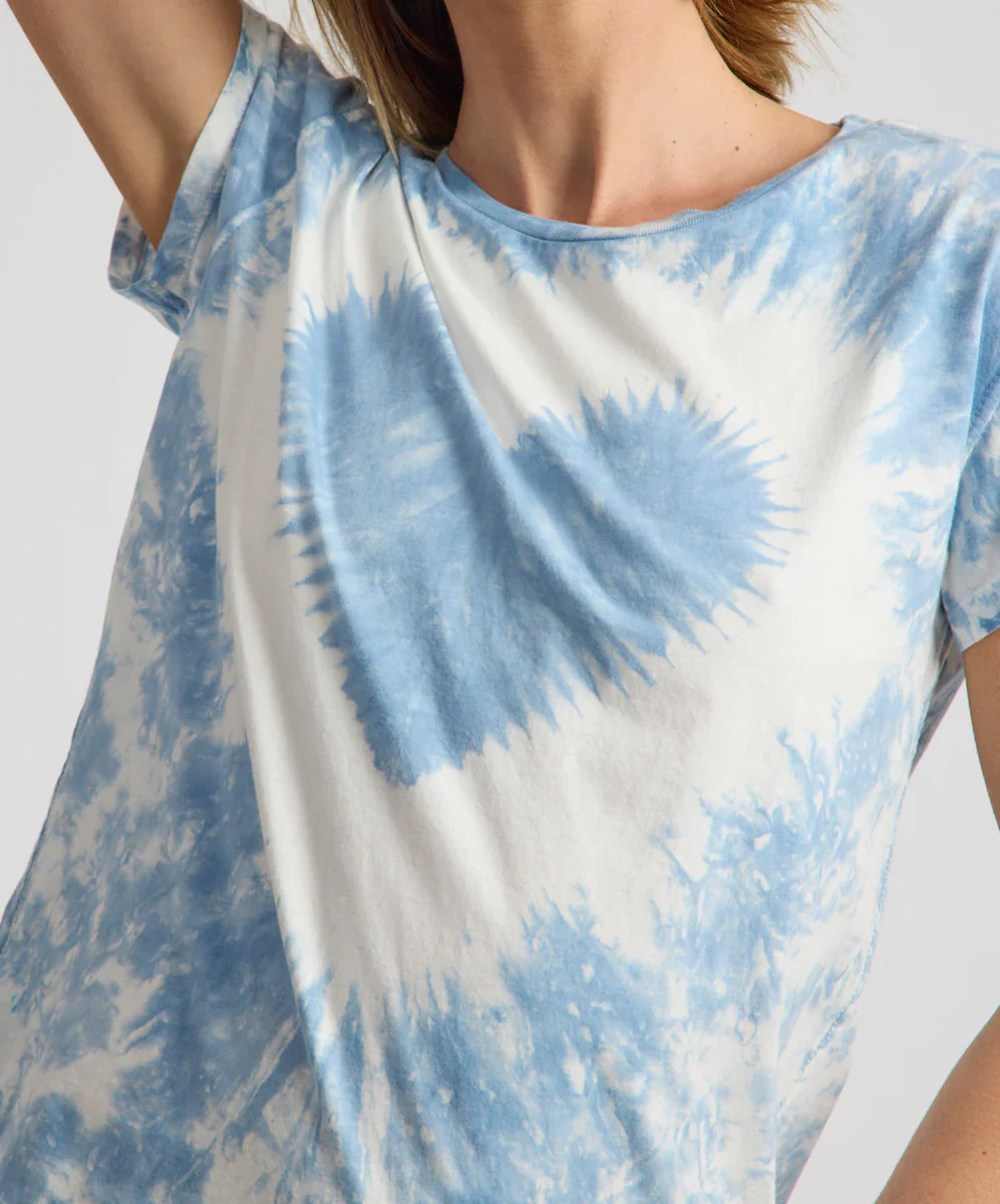 ONE TEASPOON Womens Heart Tie Dye Classic Tee in Faded Blue - Image 4