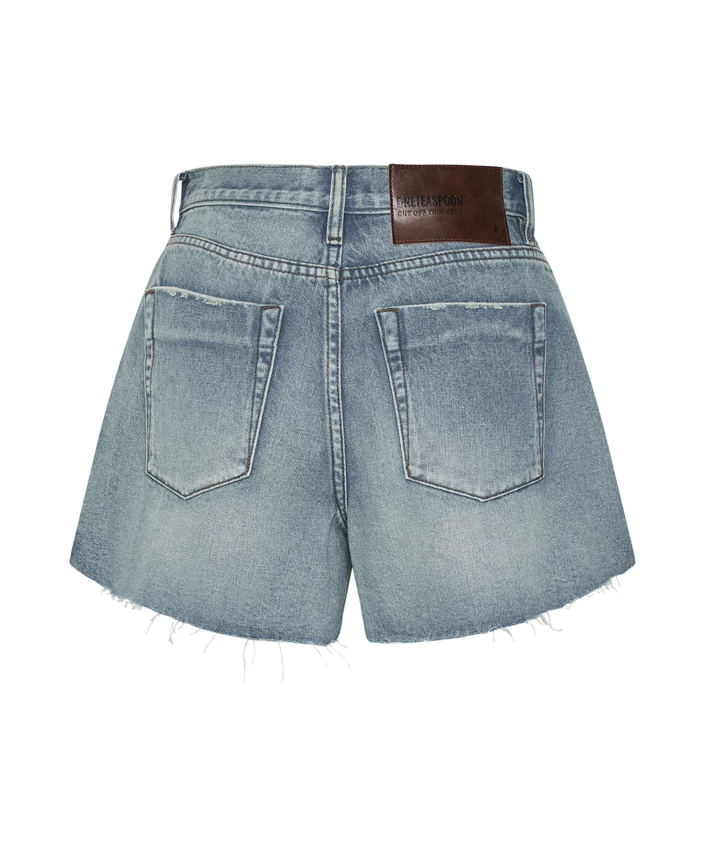 ONE TEASPOON Womens Hendrixe Mid Waist Trucker Denim Shorts - Image 4