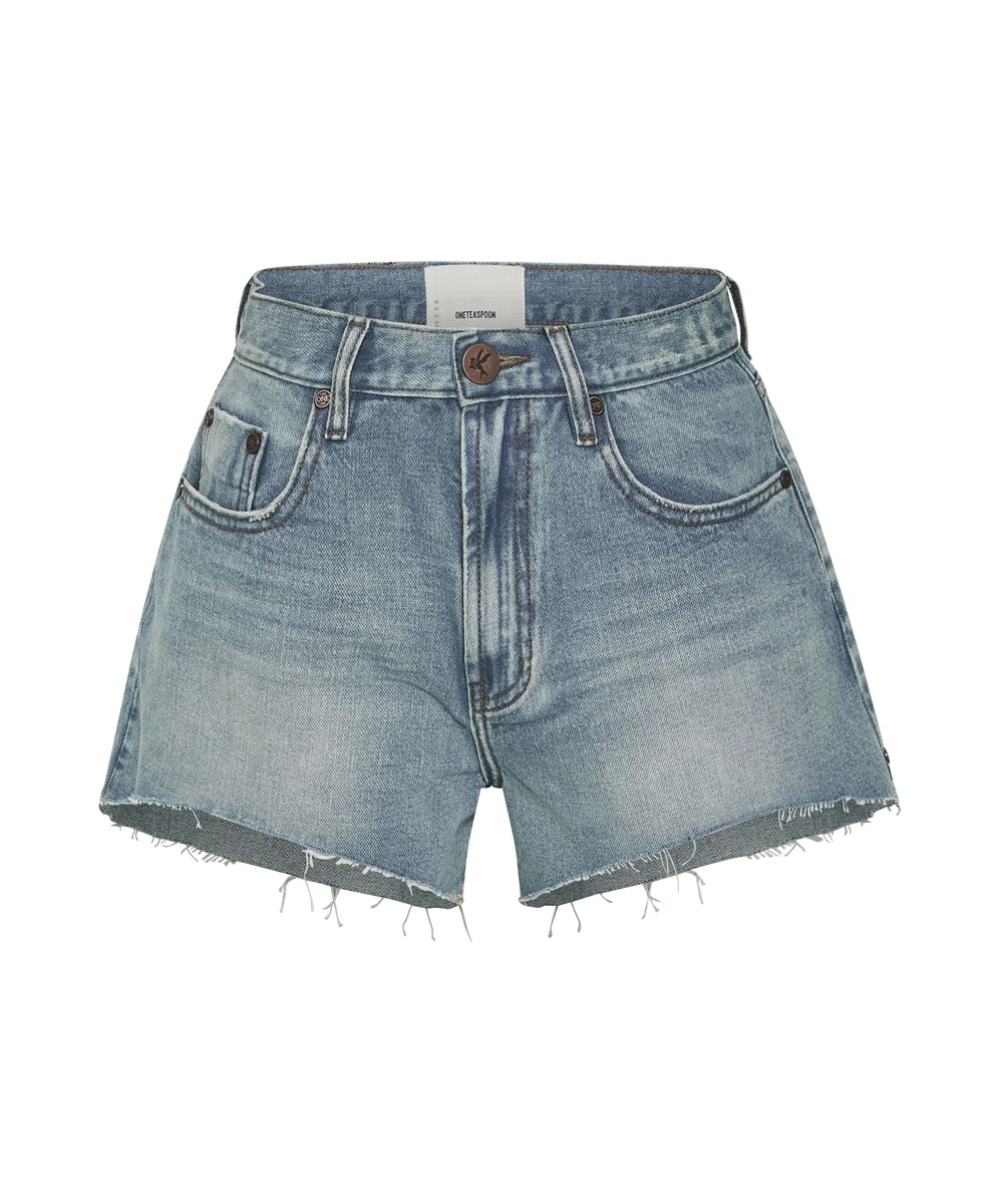 ONE TEASPOON Womens Hendrixe Mid Waist Trucker Denim Shorts - Image 5
