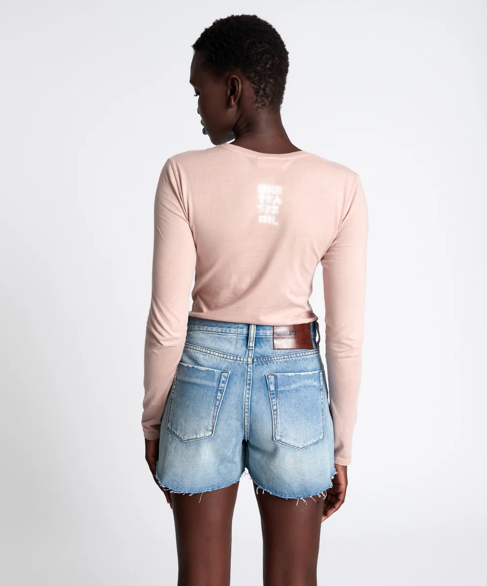 ONE TEASPOON Womens Hendrixe Mid Waist Trucker Denim Shorts - Image 6