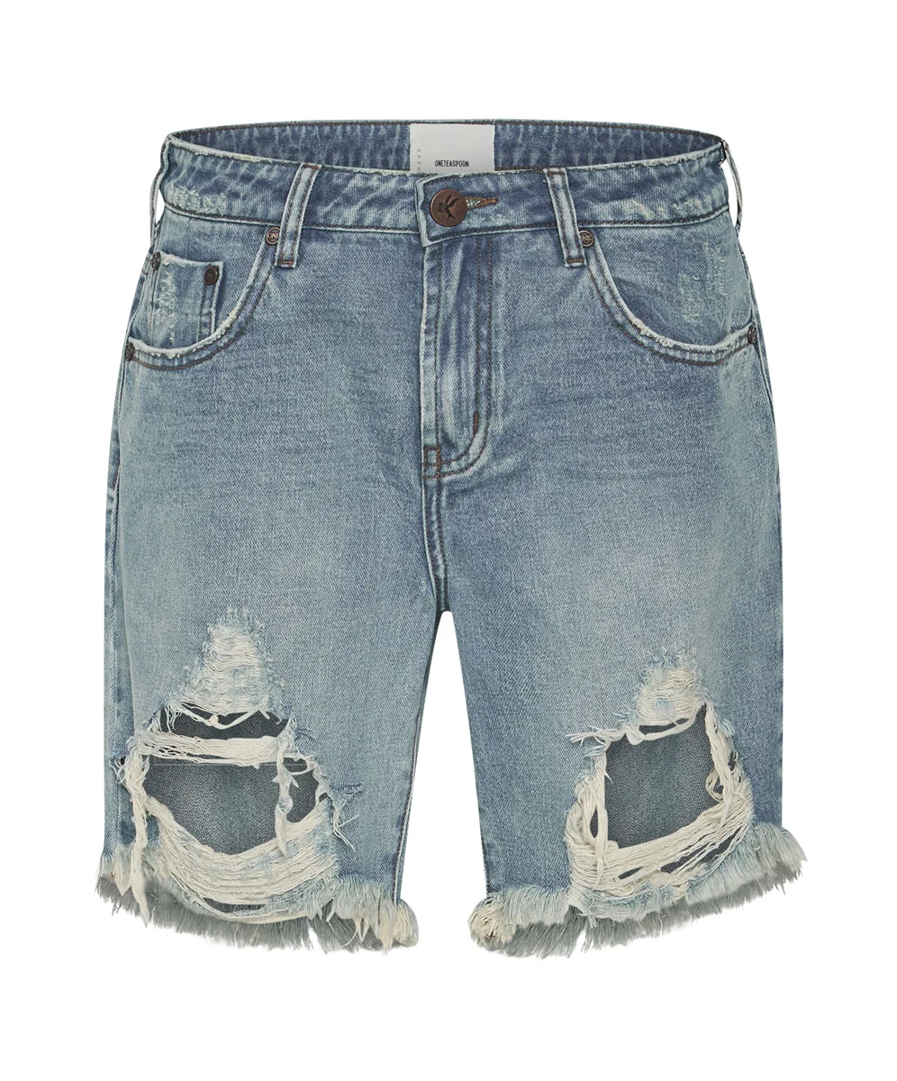 ONE TEASPOON Womens Hendrixe Stevies Long Boyfriend Denim Shorts - Image 5