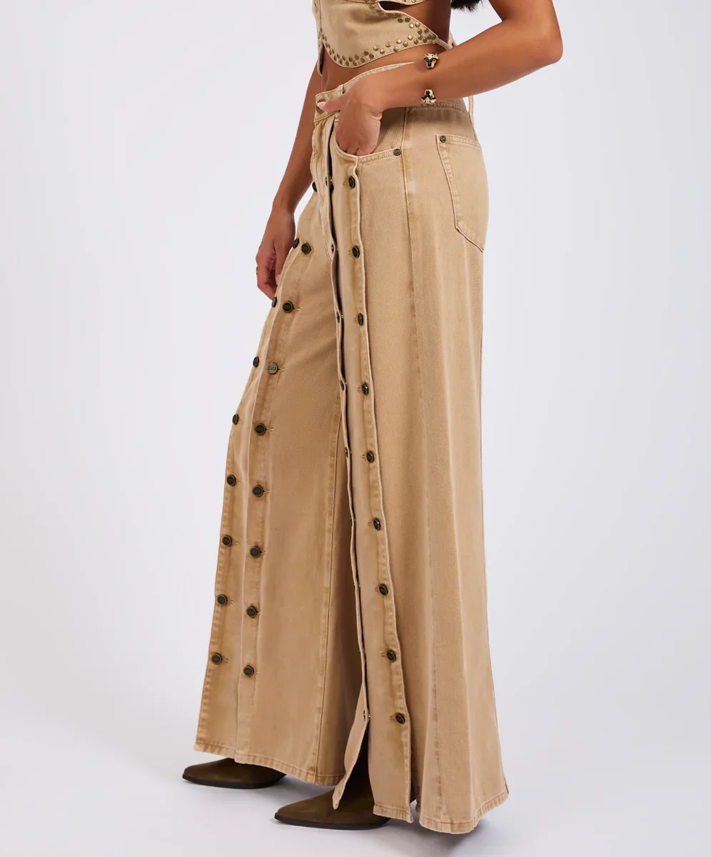 ONE TEASPOON Womens Hollywoods High Waist Wide Leg Denim Jeans in Warm Tan - Image 13