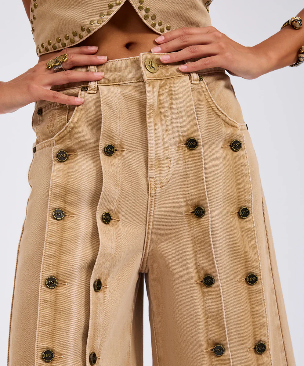 ONE TEASPOON Womens Hollywoods High Waist Wide Leg Denim Jeans in Warm Tan - Image 18