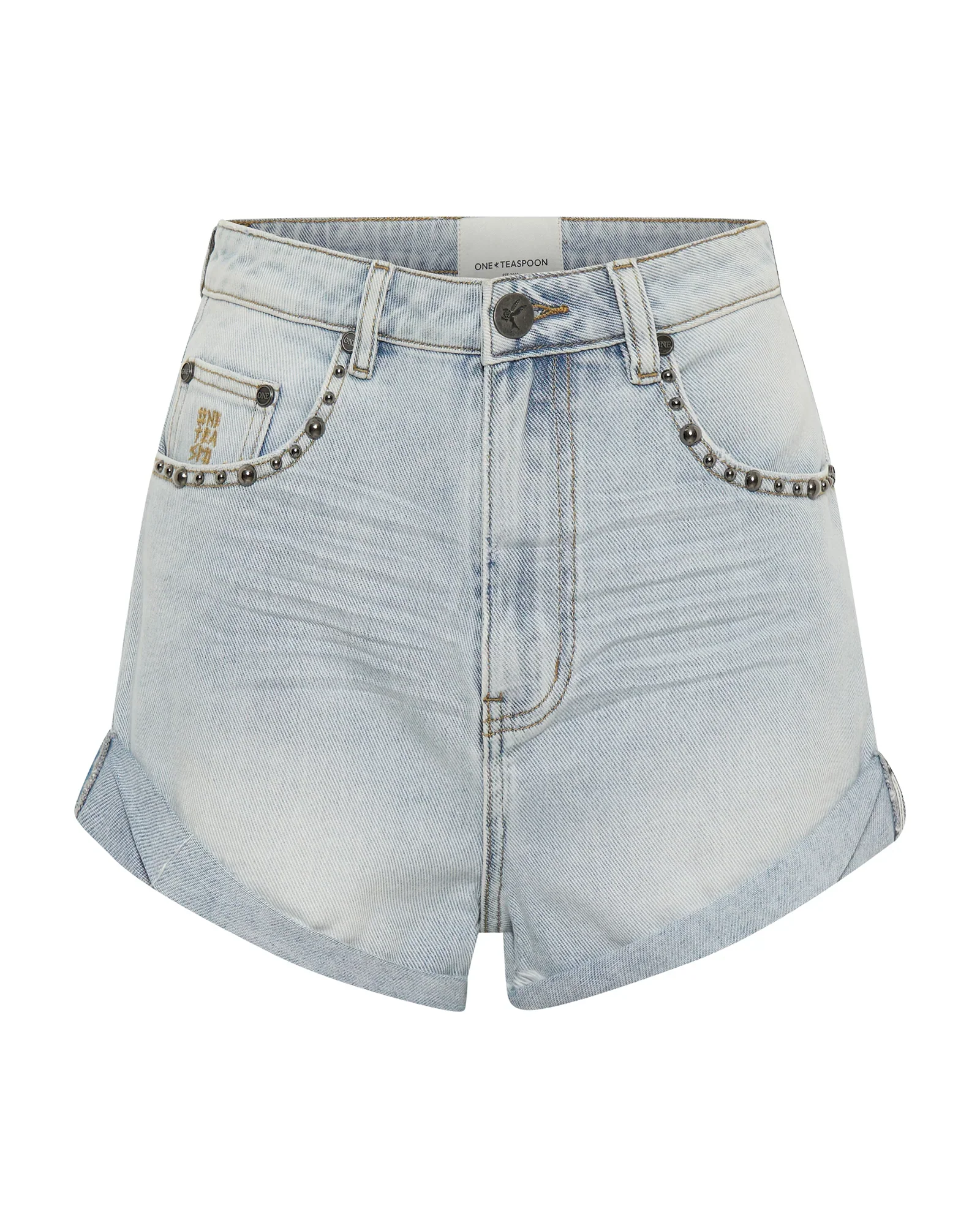 ONE TEASPOON Womens Hustler Studded Bandit High Waist Denim Shorts - Hustler - Image 10