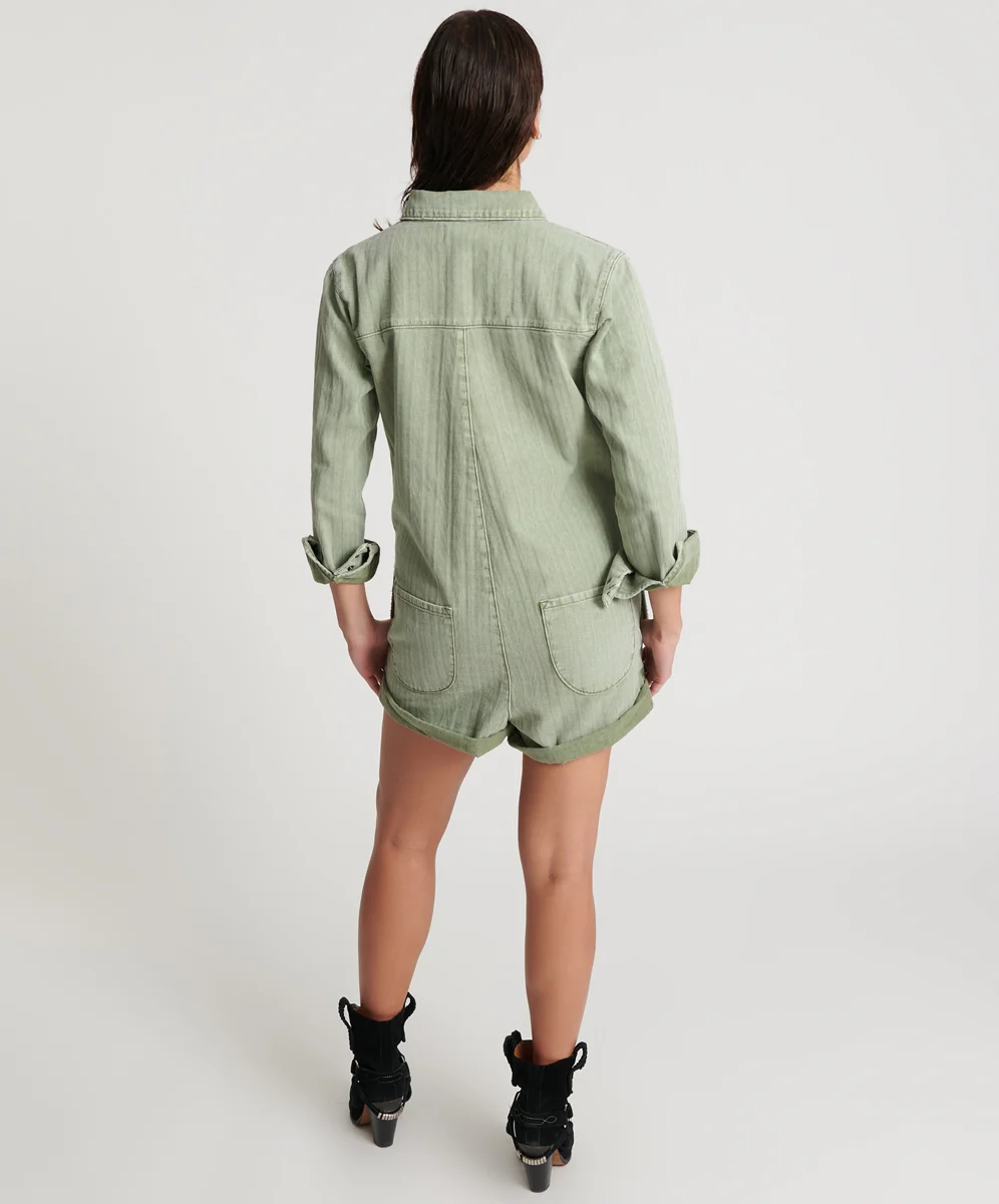 ONE TEASPOON Womens Khaki Logo Jacquard Prophecy Jumpsuit - Khaki - Image 2