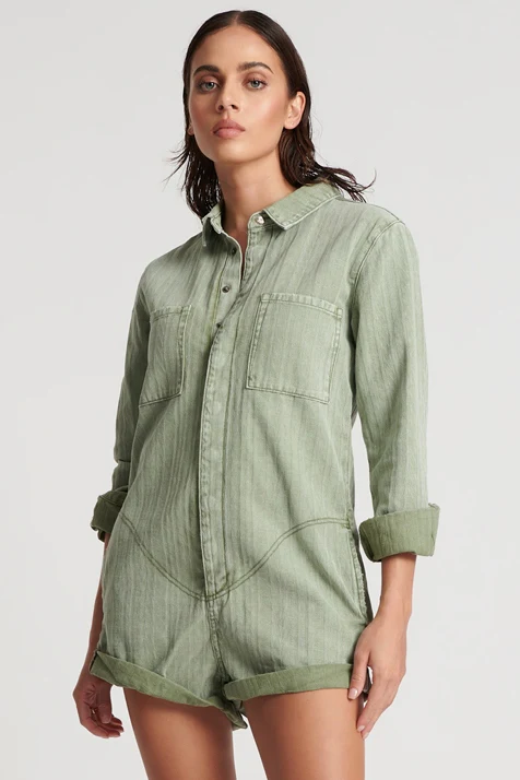 ONE TEASPOON Womens Khaki Logo Jacquard Prophecy Jumpsuit - Khaki - Image 3