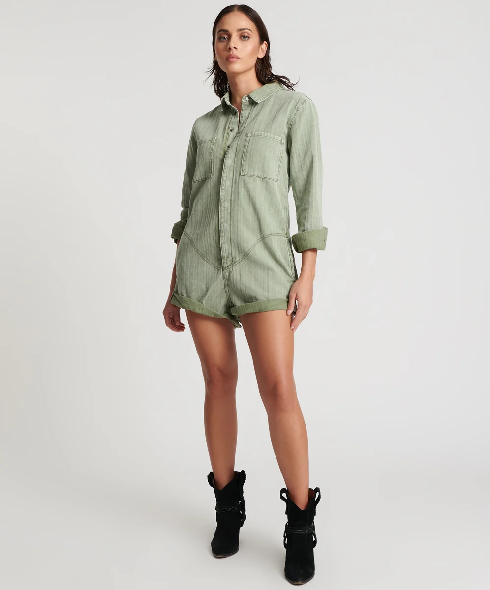 ONE TEASPOON Womens Khaki Logo Jacquard Prophecy Jumpsuit - Khaki - Image 4