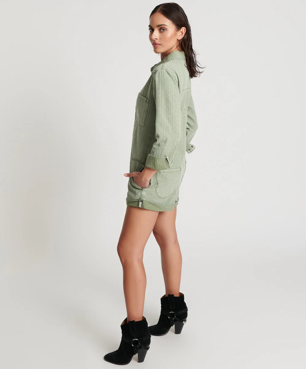 ONE TEASPOON Womens Khaki Logo Jacquard Prophecy Jumpsuit - Khaki - Image 5
