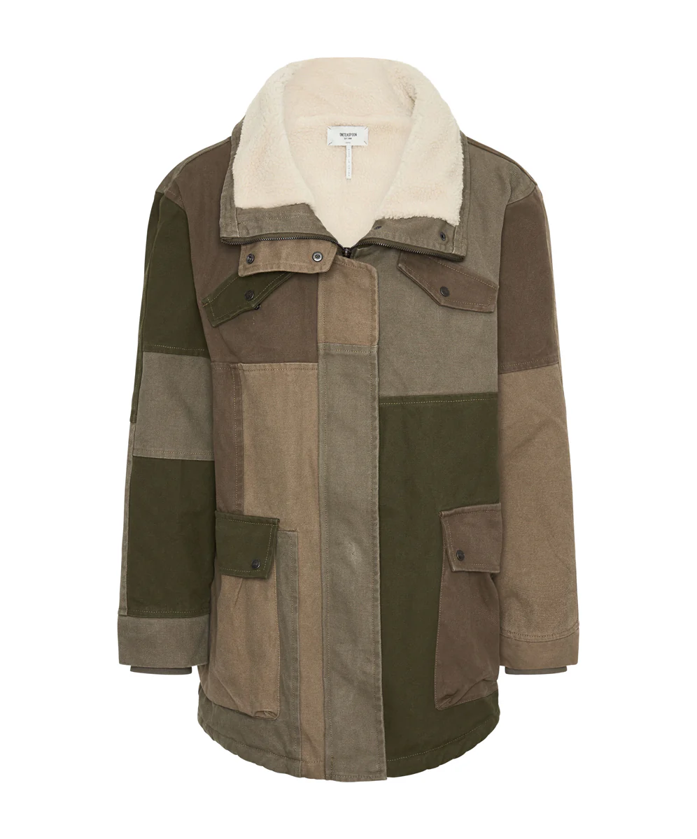 ONE TEASPOON Womens Khaki Patchworked Defender Coat - Khaki - Image 8
