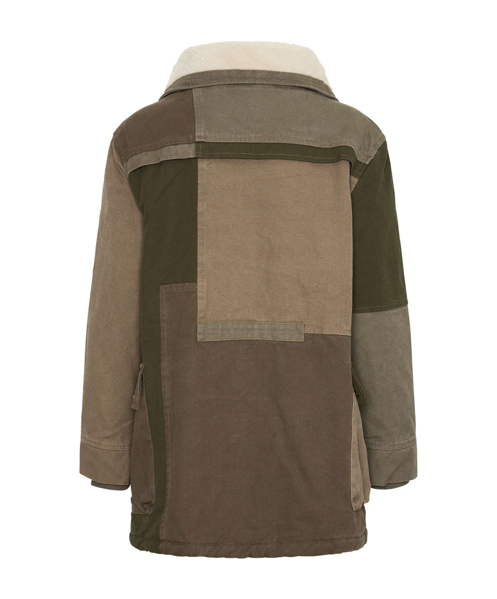 ONE TEASPOON Womens Khaki Patchworked Defender Coat - Khaki - Image 9